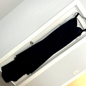 Custom made black dress in size large…high split with train…thin shoulder strap